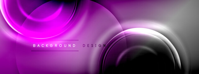 Circles lines and bubbles on bright glowing effect gradient with light and shadow effects. Dynamic interplay of light, shadow and depth. Futuristic and rhythmic technology design