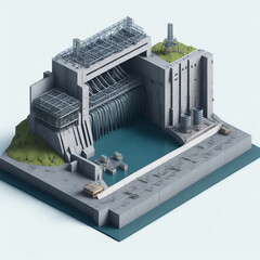 power plant 3d concrete vector
