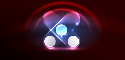 Abstract glowing neon light techno circles background