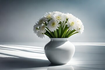 white chrysanthemum in a vase generated by AI
