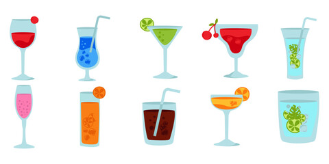 Cocktail Drink Illustration Set