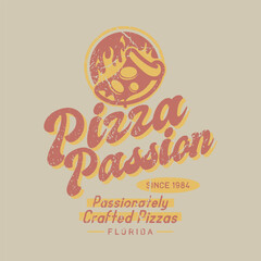 Retro Vintage Pizza Passion Badge Logo
