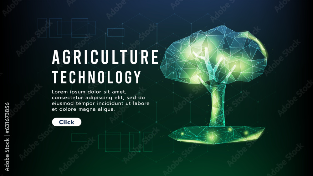 Poster trees and ground with leaves are falling. low polygon design. agriculture and environment technology