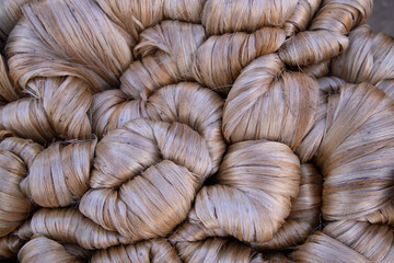 Thick Golden bundle of raw jute fiber Pattern Texture Can be used as a Background wallpaper