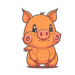 Vector illustration of cute pig cartoon sitting isolated on white background