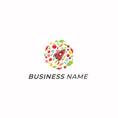 design logo combine rocket launch and vegetable