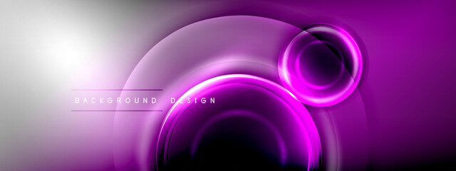 Circles lines and bubbles on bright glowing effect gradient with light and shadow effects. Dynamic interplay of light, shadow and depth. Futuristic and rhythmic technology design