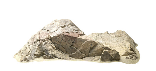 Isolate beige rock stones on beaches transparent backgrounds 3d render png