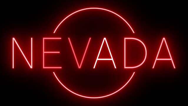 Red flickering and blinking neon sign for Nevada