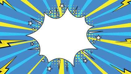 Vintage pop art comic blue background. Banner vector illustration