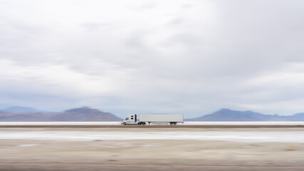 Truck in desert or salt lake