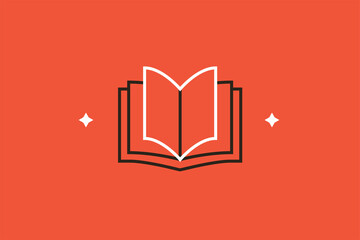 Geometric open book illustration in flat style design. Vector illustration. 