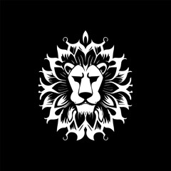 Crowned in Elegance Lion logo Floral Emblem