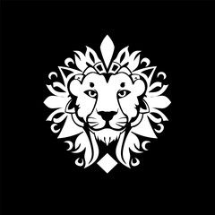 Exquisite Flora tribal Regal Lion Logo