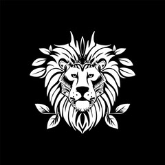 Fototapeta na wymiar Luxurious Floral Crown Lion Emblem