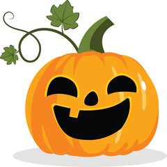 Halloween pumpkin with face expression. Vector cartoon Illustration.