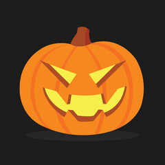 Halloween pumpkin with face expression. Vector cartoon Illustration.