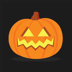 Halloween pumpkin with face expression. Vector cartoon Illustration.
