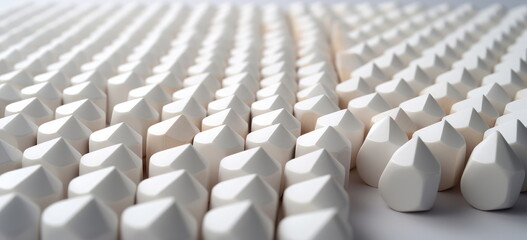 Obraz premium When simplicity and minimalism get complicated. formication of creativity in mass quantities. Slightly different abstract geometric shapes in mass production. Hand edited generative AI. 
