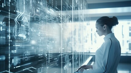 Futuristic server facility, high-performance datacenter solutions, secure cloud computing, wide network support and safety, intelligent cyberspace, the tech innovation of data storage, Generative AI.