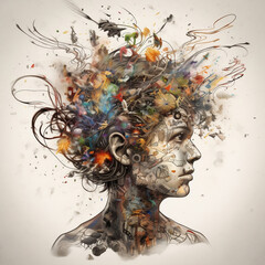 The woman tries to relax mind, mental health concept