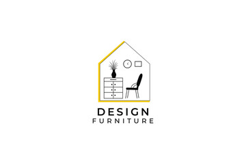Minimalist furniture interior logo design illustration