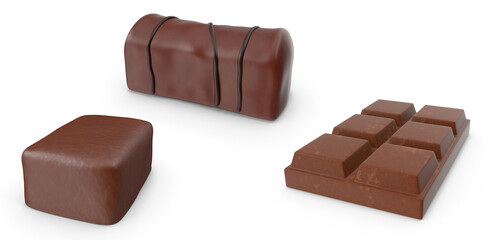 Chocolate variations isolated on transparent background