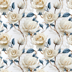 Seamless Roses Textile floral flower texture patterns for fabric digital print. Generative AI