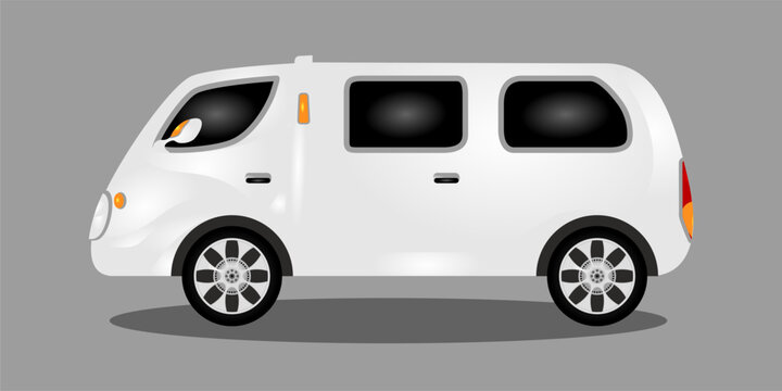 Van Car Side View vector illustration. Plain white color. Vehicle Mockup Design. Means of Transport and traveling.