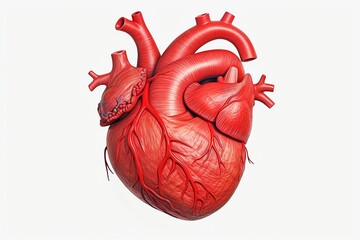 heart with arteries isolated on white background.