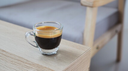 Top view of latte art placed on white table
