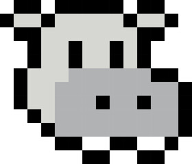 Hippopotamus cartoon icon in pixel style