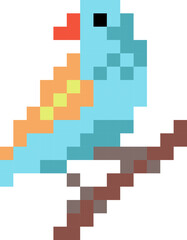 Fototapeta premium Bird cartoon icon in pixel style