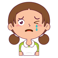 girl crying and scared face cartoon cute