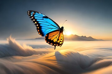 Fototapeta na wymiar butterfly on sunset