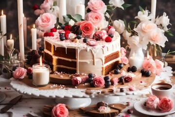 Obraz na płótnie Canvas wedding cake decorated with roses