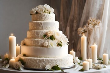 Obraz na płótnie Canvas wedding cake decorated with flowers