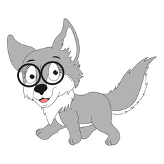 cute wolf animal cartoon illustration