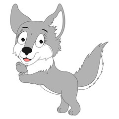 cute wolf animal cartoon illustration