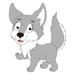 cute wolf animal cartoon illustration