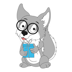 cute wolf animal cartoon illustration