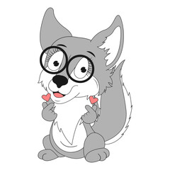 cute wolf animal cartoon illustration