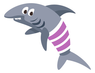 Funny shark animal character in clothes vector