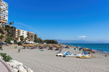 Carihuela Beach, Torremolinos, Spain - obrazy, fototapety, plakaty