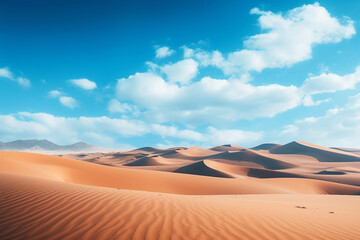 Fototapeta na wymiar shot of the breathtaking desert under the blue sky captured in morocco, aesthetic look