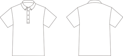 ボタンダウン Tシャツ 半袖 ポケット付き テンプレート 表裏 白