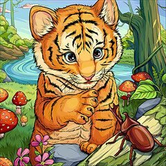 Baby tiger in the forest