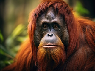 Orangutan in its Natural Habitat, Wildlife Photography, Generative AI