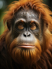 Orangutan in its Natural Habitat, Wildlife Photography, Generative AI