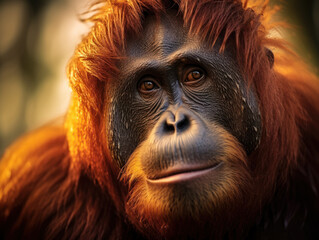 Orangutan in its Natural Habitat, Wildlife Photography, Generative AI